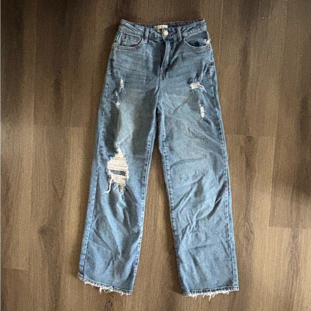 SO super‎ high rise Distressed wide leg Jeans